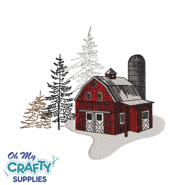Snowy Barn Sketch 92521 Embroidery Design Online - Image 2