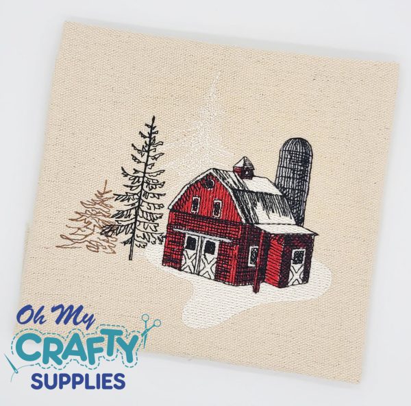 Snowy Barn Sketch 92521 Embroidery Design Online