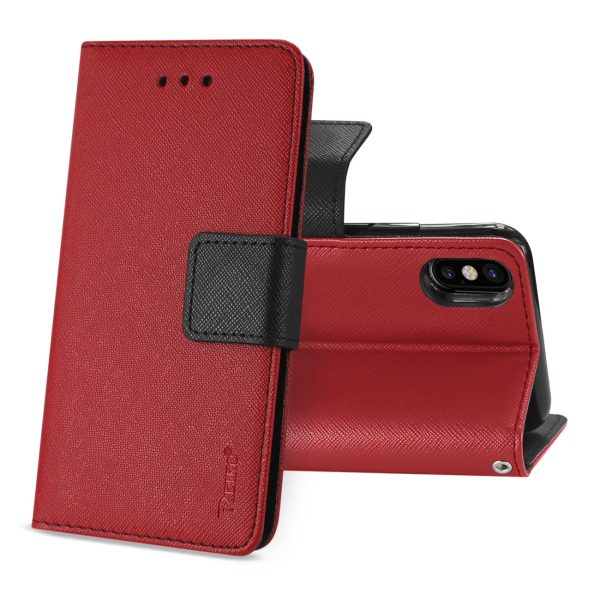 Reiko iPhone X iPhone XS 3-in-1 Wallet Case in Red | MaxStrata Online - Image 2