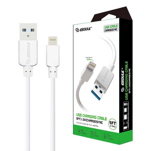 Reiko 5Ft Round Cable for for 8 Pin 1.5A in White | MaxStrata Online Hot Sale