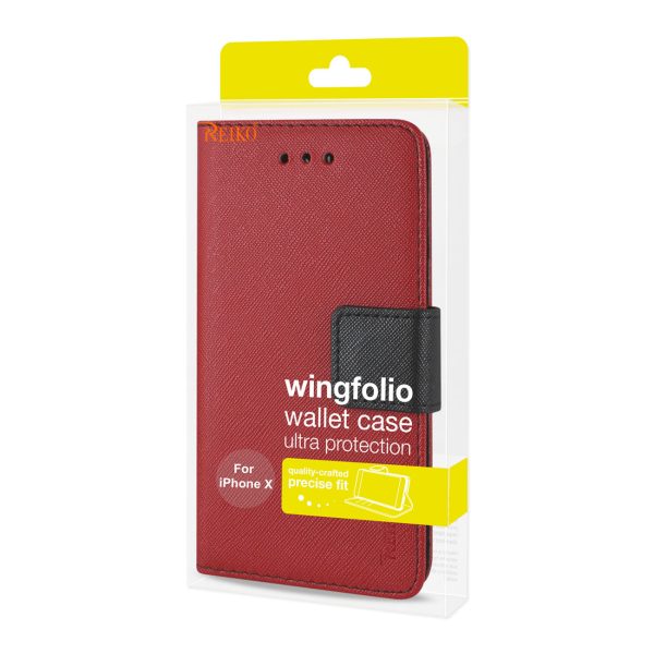 Reiko iPhone X iPhone XS 3-in-1 Wallet Case in Red | MaxStrata Online - Image 4