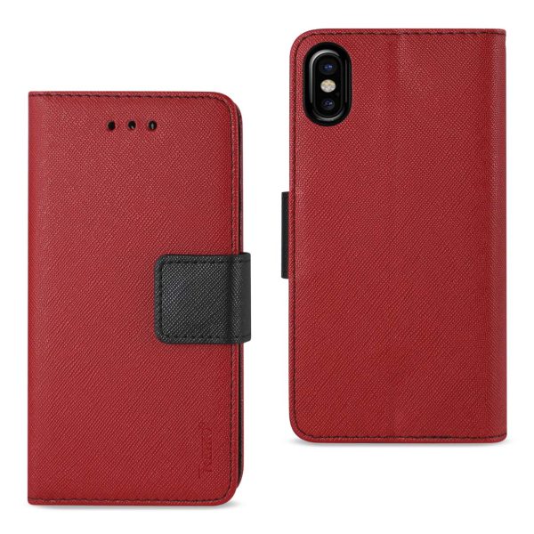 Reiko iPhone X iPhone XS 3-in-1 Wallet Case in Red | MaxStrata Online