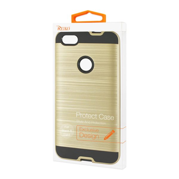 Reiko ZTE Blade X   Z965 Hybrid Metal Brushed Texture Case in Gold | MaxStrata Fashion - Image 4
