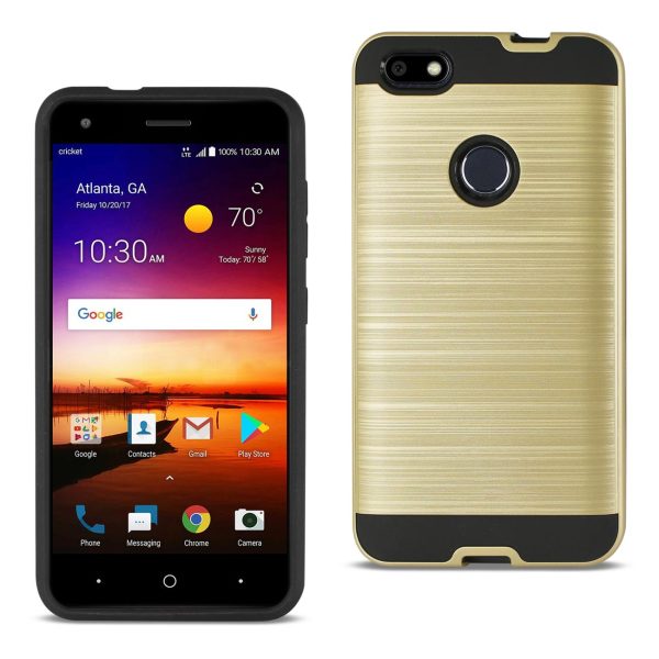Reiko ZTE Blade X   Z965 Hybrid Metal Brushed Texture Case in Gold | MaxStrata Fashion